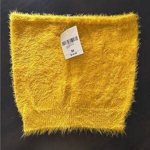 Forever 21, Fuzzy Yellow Knit Tube Top, Size Medium, New with Tags
